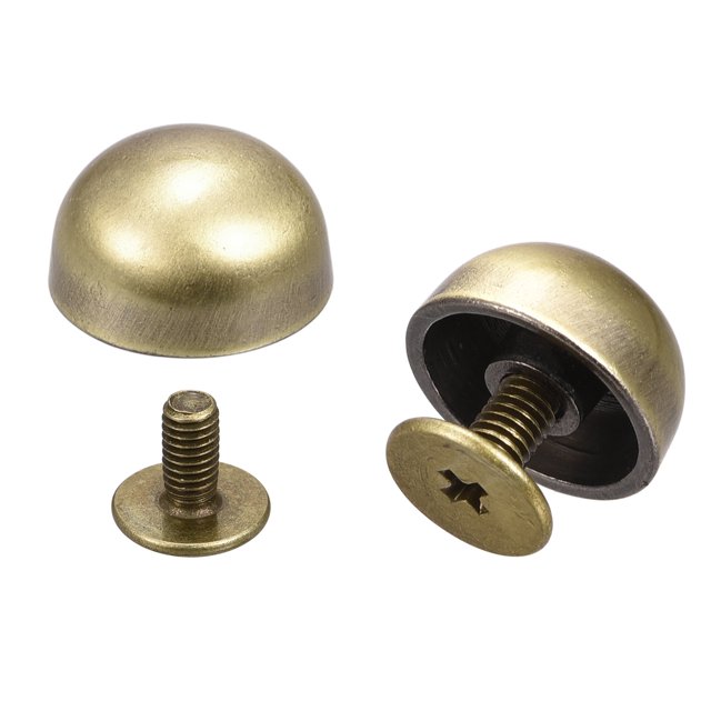 Unique Bargains Clous en Cuir à Tête Ronde Creuse avec Rivets à Vis 12x7 mm Ton Bronze, Lot de 20