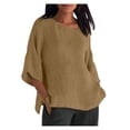 thumbnail image 1 of DPTALR Blouse Chemise Ample en Coton à Manches Courtes d'Été pour Femme à Col Rond, 1 of 6