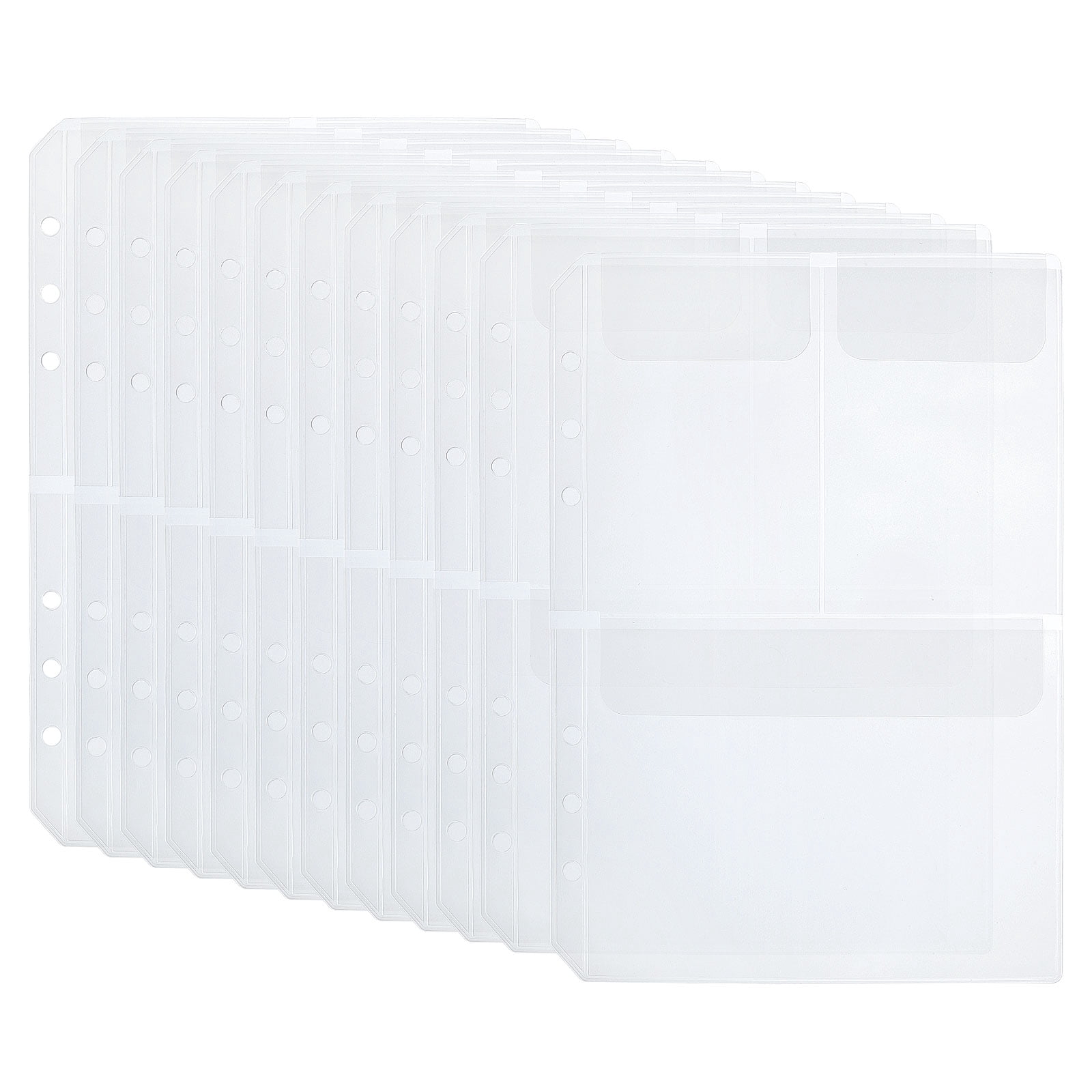 Unique Bargains A5 Binder 3 Pockets, 12 Pack PVC Zipper 6 Holes Binder Pouch for 6-Ring Notebook Binder, Clear