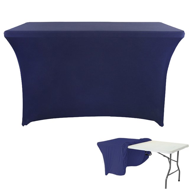 Spandex Table Cover For 6 Foot Rectangle Tables 6 Pack Tablecloth Elastic 6ft Folding Tablecloths For Vendor Booth Display Banquet Buffet Event Craft