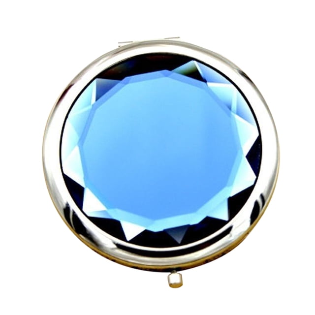 Langgg Women Girls Crystal Mini Beauty Pocket Mirror Makeup Portable Compact Round Folding Mirror