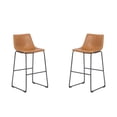 thumbnail image 1 of Heavenly Collection Ensemble de 2 tabourets hauteur bar 30 po, siège rembourré tan avec base en métal noir, style moderne pour cuisine et bar, 1 of 5
