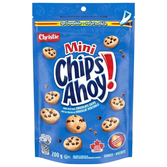 CHIPS AHOY! Mini Original Chocolate Chip Cookies, Made in a Peanut-Free Facility, School Snacks, Baked in Canada