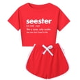 thumbnail image 1 of Hiiyo Little Girls Clothing Set Tracksuit Letter Print Short Sleeve Tee Shirt Shorts Set, 1 of 3