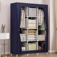 thumbnail image 2 of Blue Dustproof Closet Wardrobe Multifunctional Fabric Storage Cabinet Assembly Organizer For Home Bedroom Portable Space Saving Storage Solution Easy Setup W-865 Blue, 2 of 6