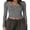 Grey, variant on Fortune Women Knitted Henley Shirt Casual Solid Color Retro Long Sleeve Crop Tops