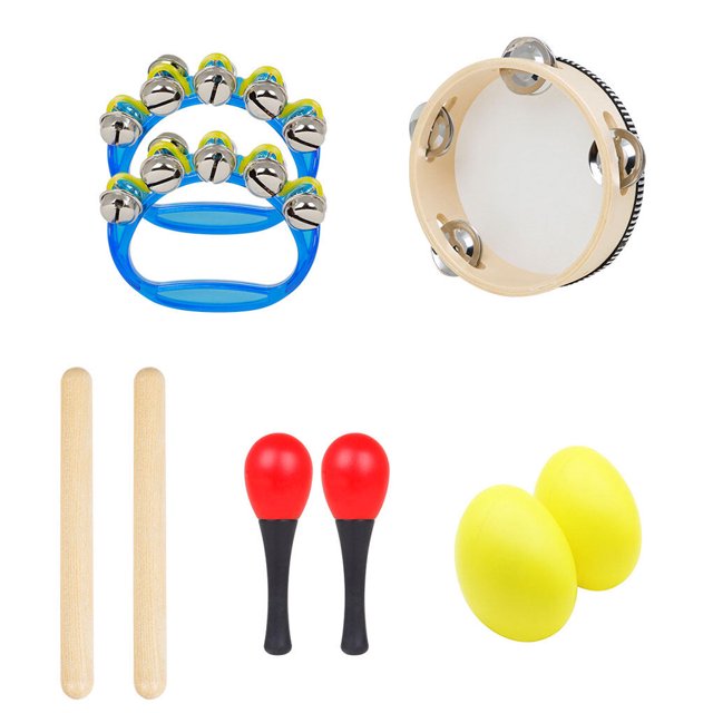 Musical Instrument Toy Hand Tambourine Percussion Drum Sand Hammer Sets Development Early Education Preschool Party Gift