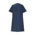 thumbnail image 4 of Amzcrzy Robes pour Femmes Robe en Coton et Lin de Couleur Unie Mode à Manches Courtes Robes d'Été pour Femmes Col Rond Robe d'Été Décontractée Plissée Robes Midi pour Femmes avec Poche, 4 of 9