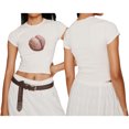 thumbnail image 2 of Gupgi Hauts Courts pour Femmes à Manches Courtes, Col Ras du Cou, Imprimé de Fruits, T-Shirts pour Bébé, T-Shirts pour Adolescentes, Été, Tendance, Coupe Ajustée, 2 of 6