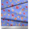 thumbnail image 3 of Soimoi Blue Rayon Fabric Leaves & Primrose Floral Print Fabric By Yard 42 Inch Wide, 3 of 3