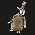 thumbnail image 1 of Collier Pendentif Pingouin Femme Pierre Naturelle Œil de Tigre Mignon Animal Homme, 1 of 6