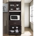 thumbnail image 3 of Hodedah Import 70" Tall Top/Bottom Enclosed Kitchen Cabinet w/ Drawer, Chocolate, 3 of 5