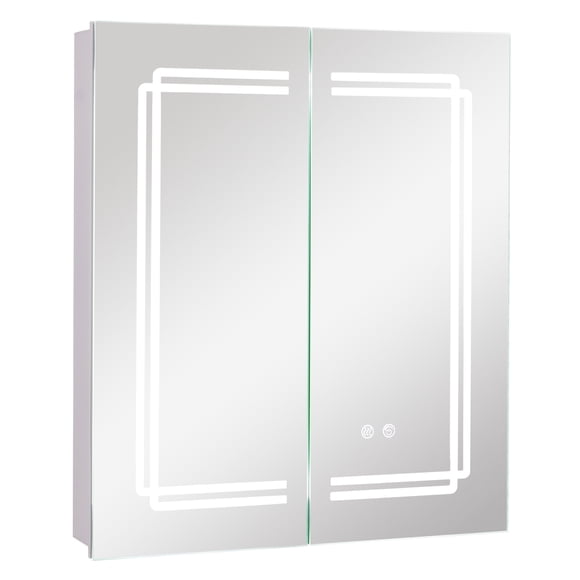 Gymax 23.5 x 27.5 Inch Bathroom Medicine Cabinet w/ Mirror LED Lighted Mirror Cabinet