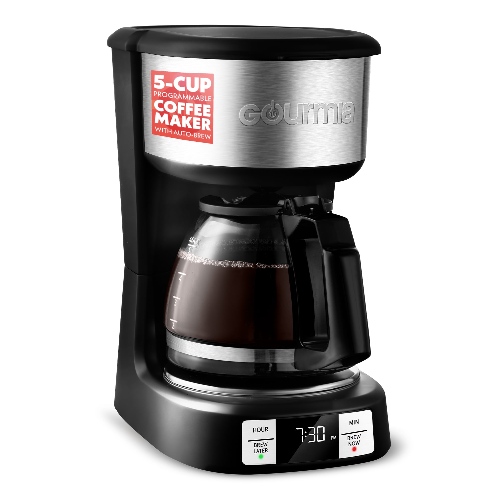 Gourmia 5 Cup Programmable Drip Coffee Maker with Brew Later Black