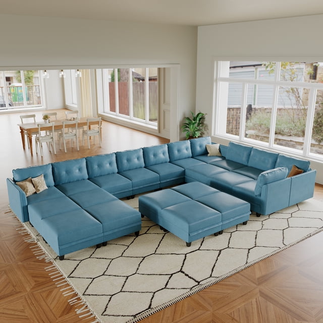 LLappuil Canapé Sectionnel Modulaire, Canapé Sectionnel Modulaire Surdimensionné 21 Places avec Rangement, Canapé en Similicuir Imperméable pour Salon