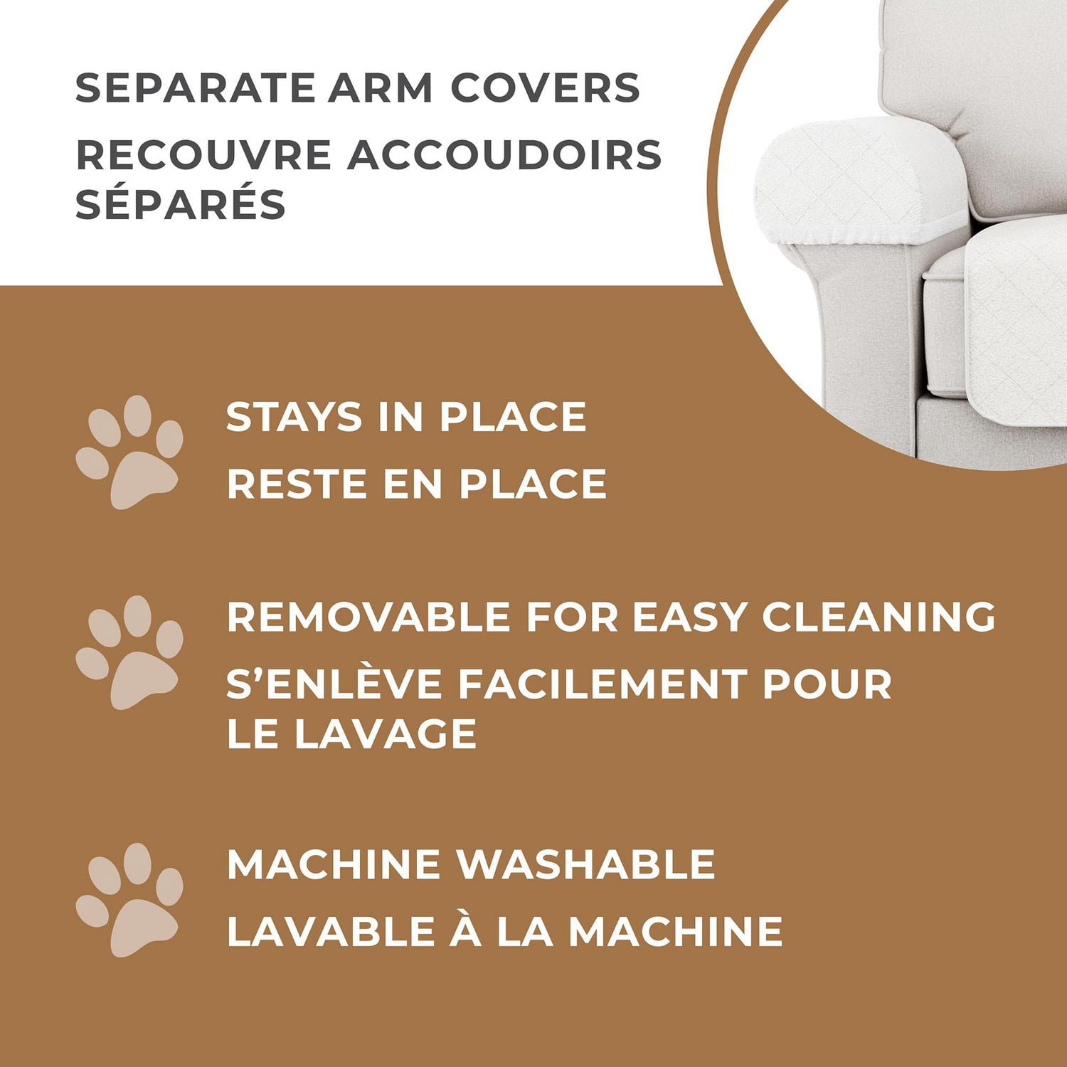 Housse de sofa en tissu faux sherpa imperméable SmartFit, housse de mobilier en 3 pièces, pour chiens et autres animaux de compagnie, Creme