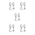 thumbnail image 2 of pitrice 1 Pair Moon Star Earrings Ears Pendant Exquisite Irregular Woman Jewelry Ear Dangle Fashion Accessory for Decor Gifting Using Silver 5Set, 2 of 6