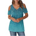 thumbnail image 2 of Soki Women's Off Shoulder Tee Clearance Blouses Short Sleeved V-Neck Fashionable Tops, 2 of 6
