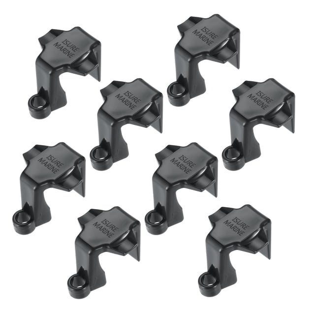8 Pack Boat Bumper Clips, Pontoon Boat Fender Clips Adjusters Boat Square Rail Fender Hanger for Docking, Pontoon Fender Clips for 1 Inch - 1.25 Inch Square Tube, Black
