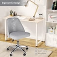 thumbnail image 2 of Chaise de Bureau à Domicile Moderne en Tissu de Lin, Chaise d'Ordinateur Pivotante Réglable à Dossier Mi-Haut, Mignonne Chaise de Travail Rembourrée Sans Accoudoirs, Gris, 2 of 9
