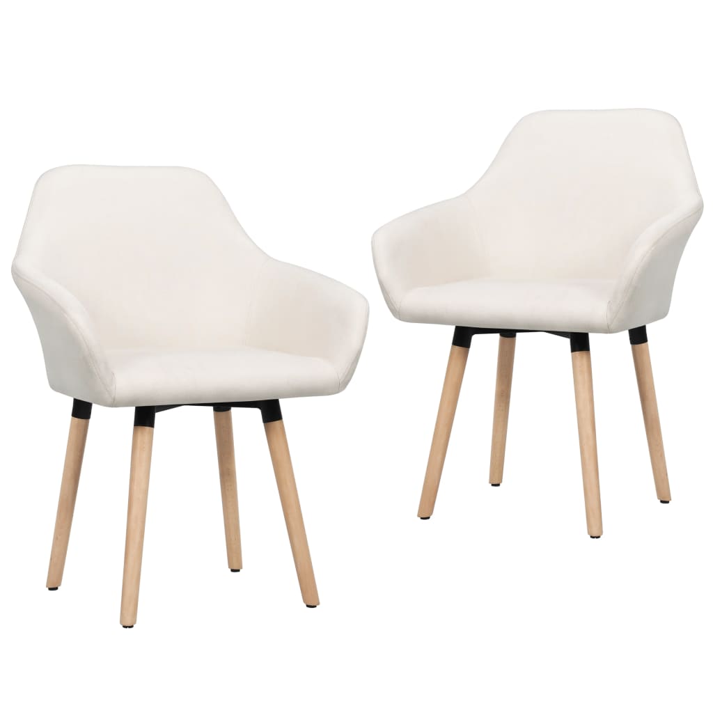 vidaXL Chaises de Salle à Manger 2 Pcs Tissu Crème