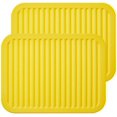 thumbnail image 1 of Silicone Trivets - 9" x 12" Silicone Potholder [2 Set ] Silicone Pot Holders - Spoon Rest - Kitchen Table Mat - Hot Pads - Large Coasters (Black), 1 of 8