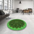 thumbnail image 4 of Ahgly Company Tapis d'Intérieur Ronds Lavables à la Machine, Style Transitionnel, Vert Émeraude Profond, 5 Pieds Rond, 4 of 7