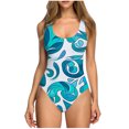thumbnail image 2 of Weiqiqre Modest Swimsuits for Women Tummy Control Ruched Bathing Suit Criss Cross V Neck Swimwear, 2 of 6