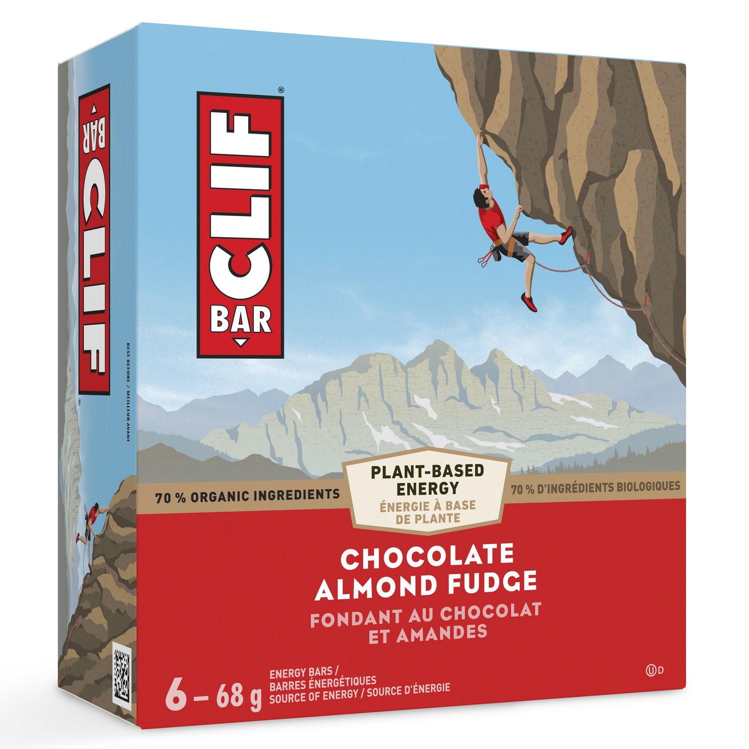 CLIF BAR, Chocolate Almond Fudge Energy Bar, 70% Organic Ingredients, No Artificial Flavours