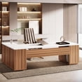 thumbnail image 3 of Tribesigns L-Shaped Executive Office Desk with File Drawers, Storage Cabinet, and Adjustable Shelves, 85.8-Inch Corner Business Workstation, White and Walnut, 3 of 5