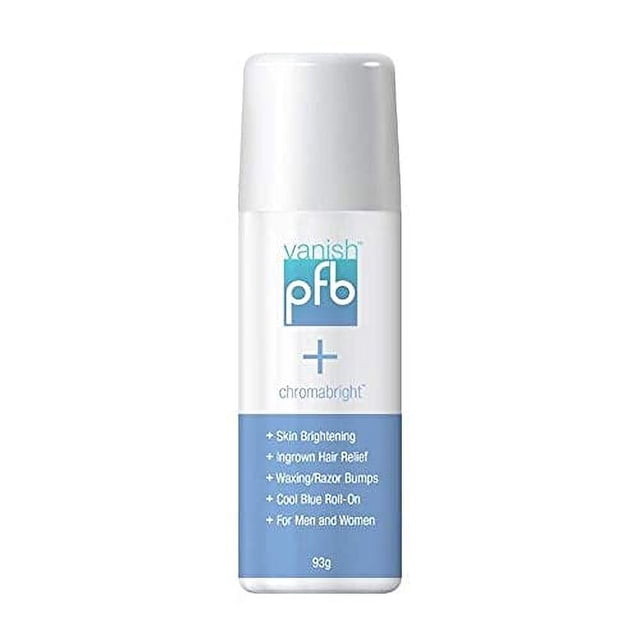 PFB Vanish Razor Bump Stopper Skin Care Treatment with Chromabright Dark Spot Roll On Formula Treats Ingrown Hairs Razor Burns - 93g