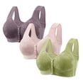 thumbnail image 1 of Cameland 3 Pack Bra for Women Bra for Seniors Front Closure Bras Wire-Free Front Button Closure Comfortable Bra, 1 of 8