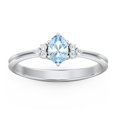 thumbnail image 2 of Birthstone Oval Ring with Shoulder Accents - Aquamarine (March), 2 of 5