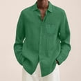thumbnail image 2 of Ketyyh-chn99 Chemise Habillée pour Homme Été Coton Décontractée Grande Taille Chemise Ample pour Homme Col Rabattu Chemise à Manches Longues Taille pour 5TG, Vert, 2 of 5