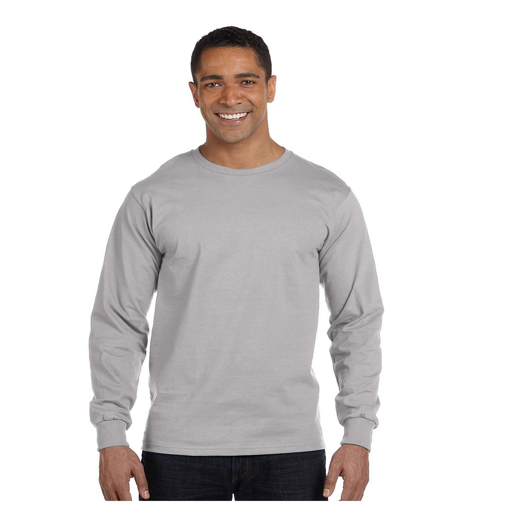 Hanes Men's Long Sleeve Crewneck Beefy T-Shirt, Style 5186