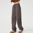 thumbnail image 4 of Ohufall Baggy Parachute Pants for Women& Girls Drawstring Elastic High Waist Ruched Cargo Pants Multiple Pockets Jogger Y2K, 4 of 6