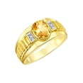 thumbnail image 3 of RYLOS Men's Rings 14K Yellow Gold Ring Classic Designer Style 8X6MM Oval Gemstone & Diamond Ring Citrine Birthstone Rings For Men Size 11, 3 of 7