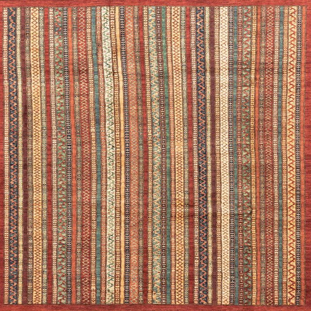 Ahgly Company Tapis d'Intérieur Carrés Abstraits Rouges Abstraits pour Aire, 8 Pieds Carré