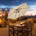 thumbnail image 1 of Gymax 9 ft Patio Table Market Umbrella Yard Outdoor w/ Solar LED Lights Beige, 1 of 8
