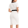 thumbnail image 3 of INSPIRE CHIC Robe Fourreau pour Femme à Manches Courtes, Couleur Contrastante, Élégante, Coupe Crayon, Robe Midi pour le Travail, m Blanc, 3 of 6