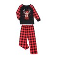 thumbnail image 1 of FOCUSNORM Family Matching Christmas Pajamas Outsuit, Cartoon Reindeer Tops + Plaid Pants, 1 of 5