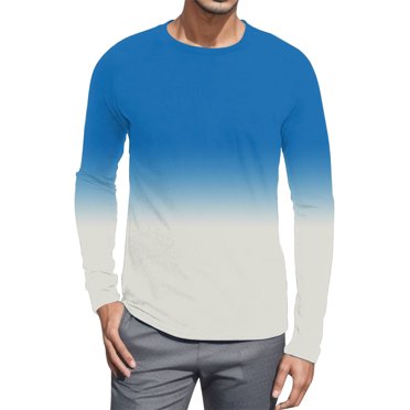 Ketyyh-chn99 Men's Shirts Fall Clothes Mens Simple Gradient Color Color Matching T Shirt With Long Sleeves And Round Neck Top Black,3XL