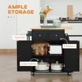 thumbnail image 4 of HOMCOM Rolling Kitchen Island, Kitchen Cart with Rubberwood Top, Spice Rack, 4 of 10