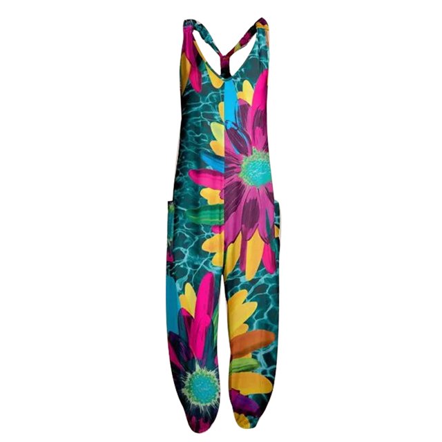 Innerwin Women's Floral Polyester Jumpsuit, Green, L