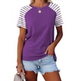 thumbnail image 2 of FAIWAD Hauts Grande Taille pour Femmes Blouse d'Été à Imprimé Rayé Manches Courtes Col Rond T-Shirts Tuniques Décontractées Tee, 2 of 3