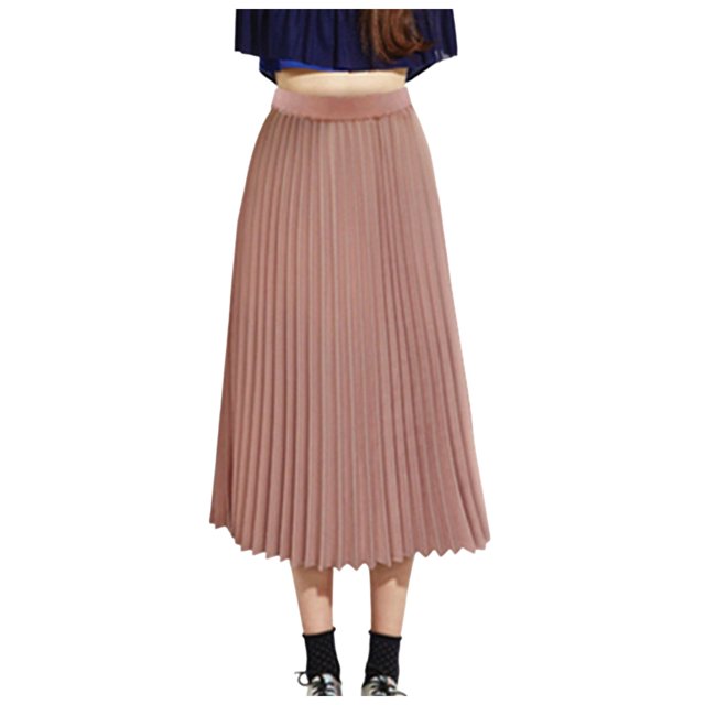 Jupe Maxi Élastique Plissée Élégante Midi pour Femmes