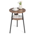 thumbnail image 1 of Gymax Table d'Appoint à 2 Niveaux pour Café et Thé, Table de Chevet avec Tablette de Rangement, Noyer, 1 of 1