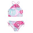 thumbnail image 2 of Faithtur 2Pcs Children Summer Swimwear, Floral Tops + Drawstring Briefs Suit, 2 of 10