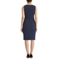 thumbnail image 3 of INSPIRE CHIC Robe Midi Élégante Sans Manches pour le Travail pour Femme, Col Rond, Moulante, Fourreau, m Bleu Marine Foncé, 3 of 5