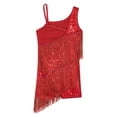 thumbnail image 4 of Ocealan Robe de Danse Latine pour Filles Paillettes Jazz Moderne Fête d'Anniversaire Jupe à Franges Rouge 8, 4 of 5